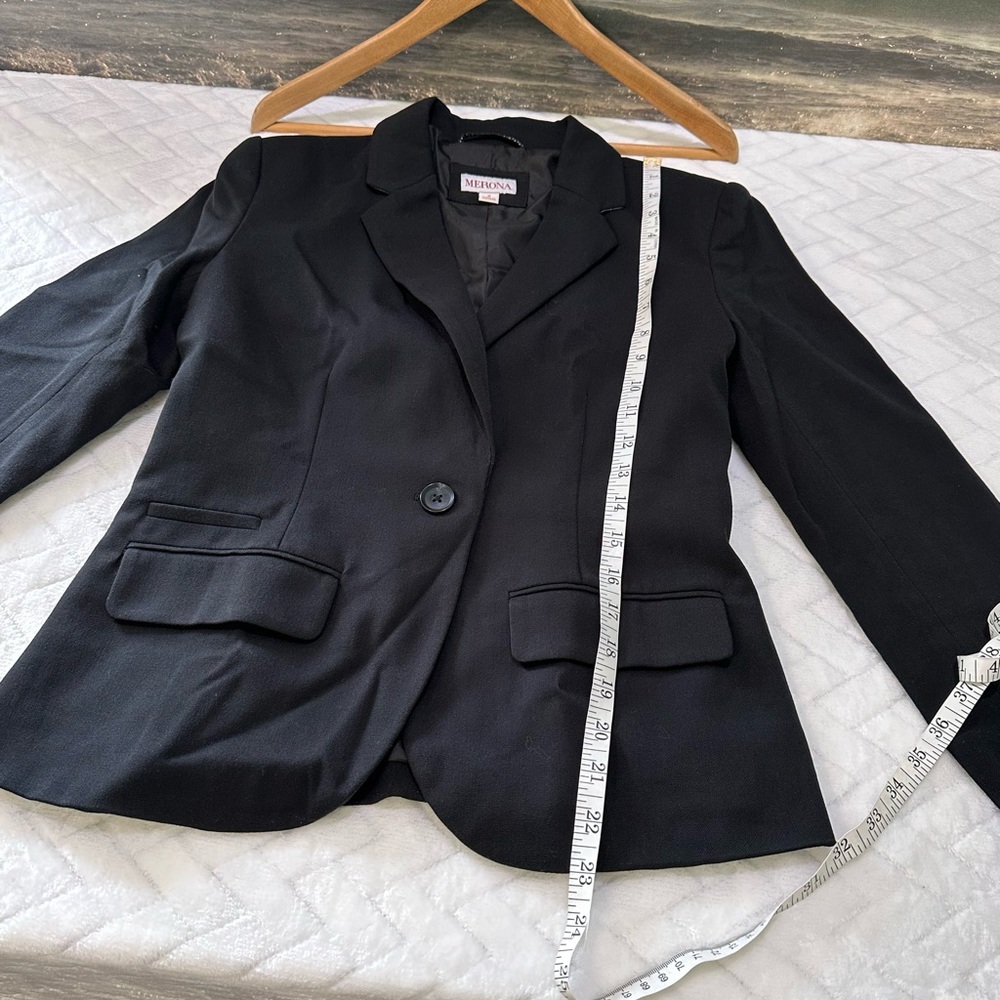 Euc $48 Merona Target Suit Coat Jacket Blazer Career Black Pockets Black 2 XS - Picture 10 of 10